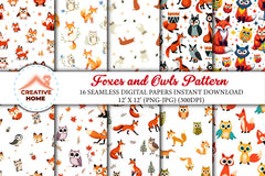 Foxes & Owls Pattern Clipart Bundle - CraftNest - Digital Crafting and Art