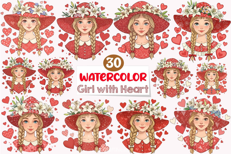 Girl Heart Clipart Bundle - CraftNest - Digital Crafting and Art