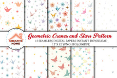 Geometric Cranes & Stars Clipart Bundle - CraftNest - Digital Crafting and Art