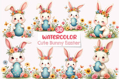 Cute Bunny Easter Clipart Bundle - CraftNest - Digital Crafting and Art