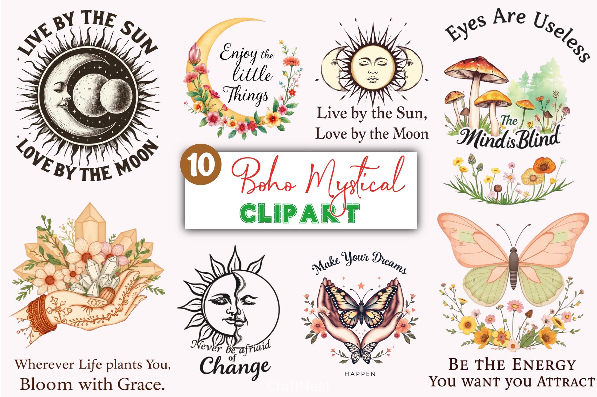 Boho Mystical Clipart Bundle - CraftNest - Digital Crafting and Art