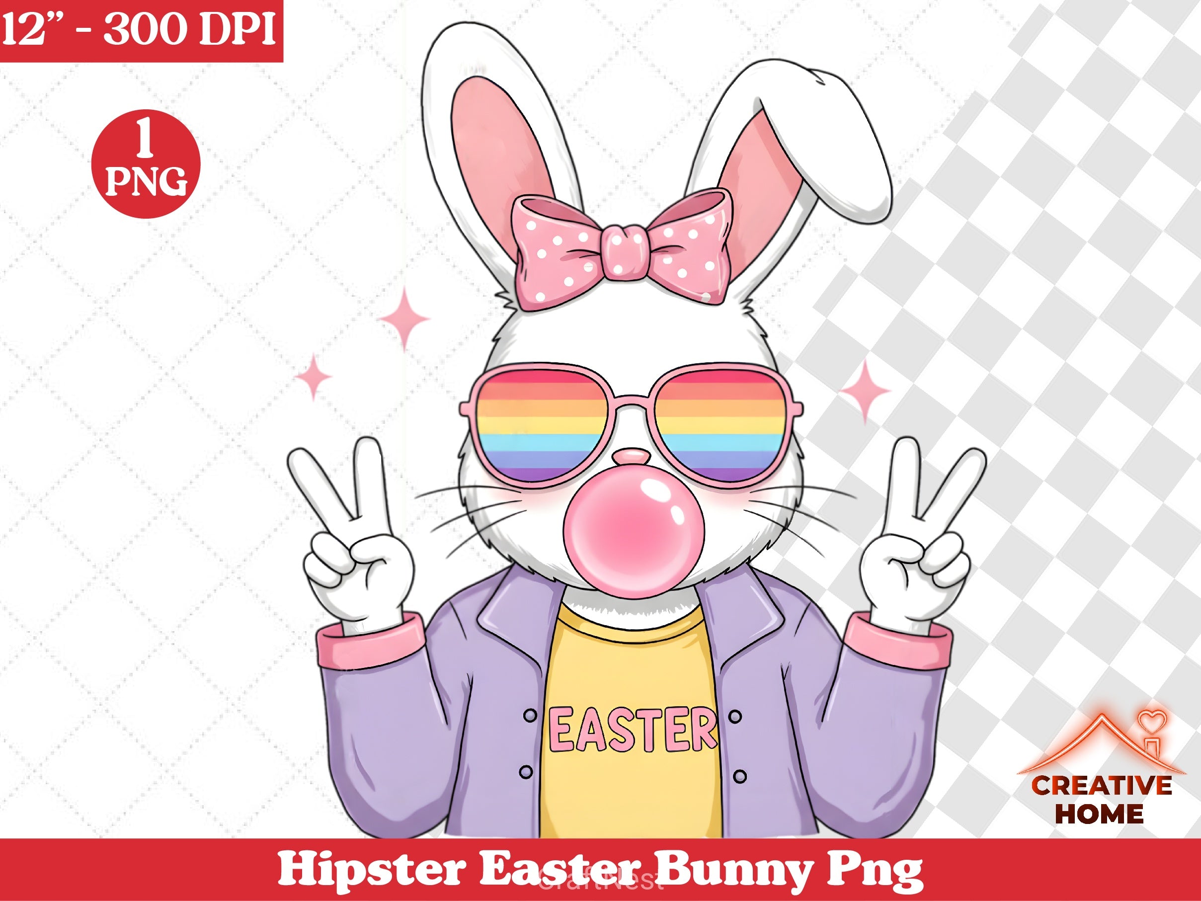 Hipster Easter Bunny Clipart Bundle - CraftNest - Digital Crafting and Art