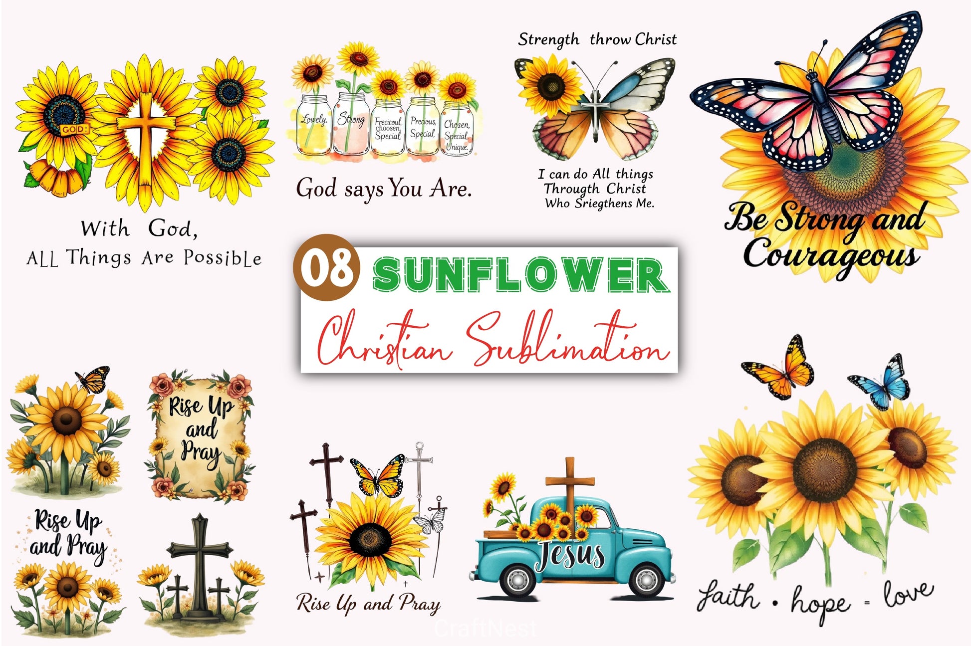 Sunflower Christian Clipart Bundle - CraftNest - Digital Crafting and Art