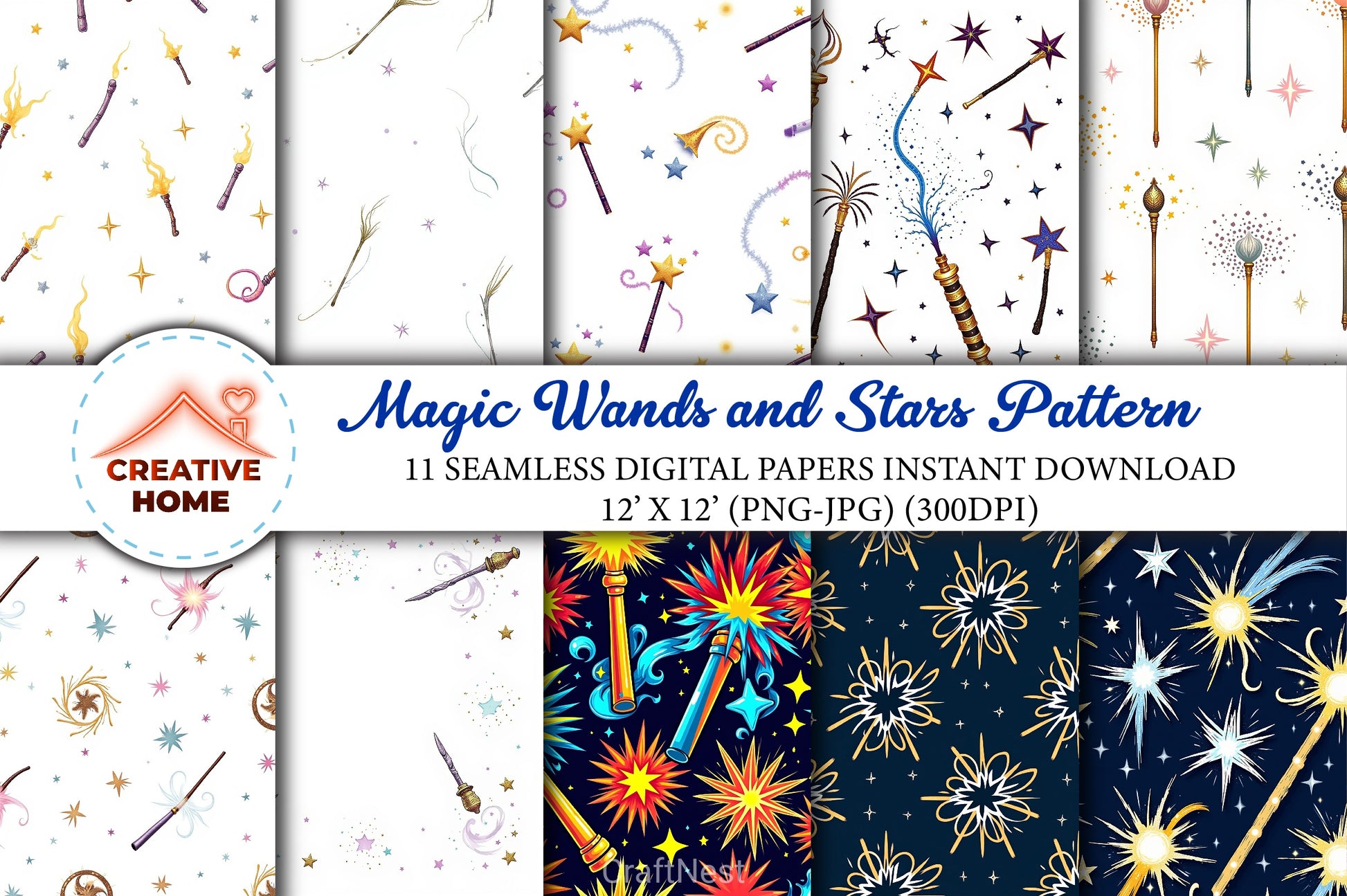 Magic Wands & Stars Clipart Bundle - CraftNest - Digital Crafting and Art
