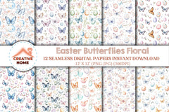 Easter Butterflies Floral Clipart Bundle - CraftNest - Digital Crafting and Art