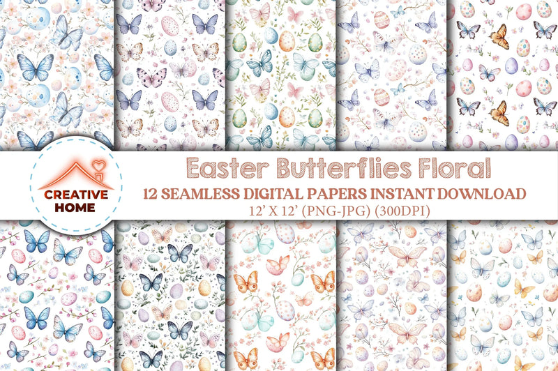 Easter Butterflies Floral Clipart Bundle - CraftNest - Digital Crafting and Art