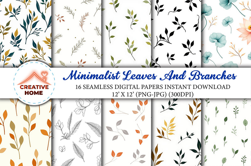 Minimalist Leaves & Branches Clipart Bundle - CraftNest - Digital Crafting and Art