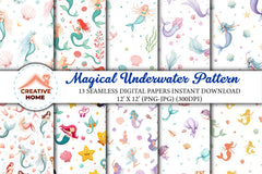 Magical Underwater Pattern Clipart Bundle - CraftNest - Digital Crafting and Art