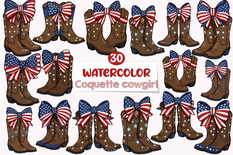 Coquette Cowgirl 4th July Clipart Bundle - CraftNest - Digital Crafting and Art
