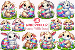 Easter Bunny & Eggs Clipart Bundle 2 - CraftNest - Digital Crafting and Art