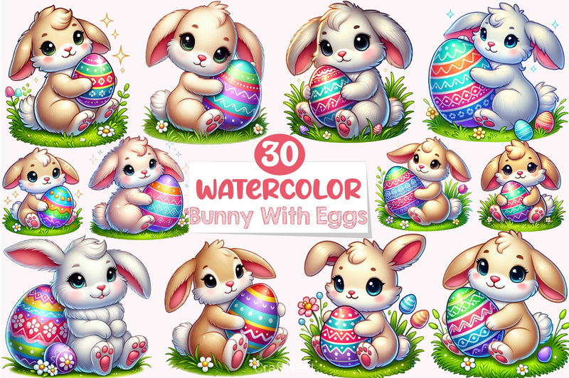 Easter Bunny & Eggs Clipart Bundle 2 - CraftNest - Digital Crafting and Art