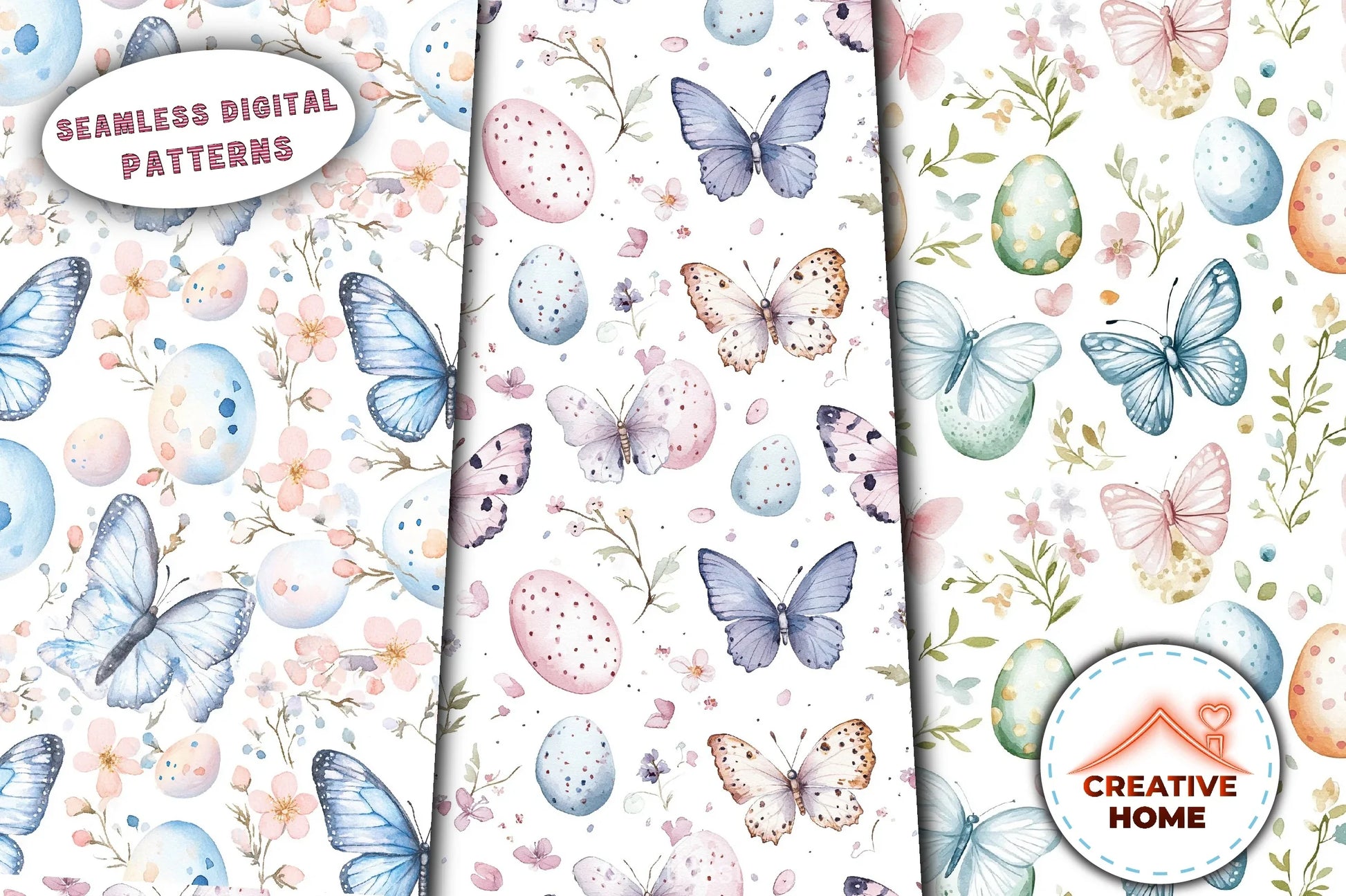 Easter Butterflies Floral Clipart Bundle - CraftNest - Digital Crafting and Art