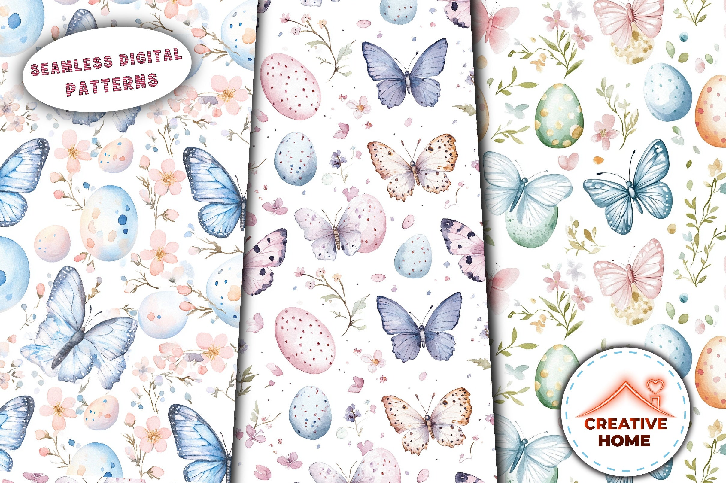 Easter Butterflies Floral Clipart Bundle - CraftNest - Digital Crafting and Art