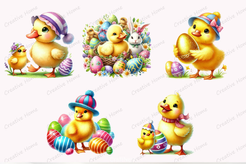 Cute Easter Duck Clipart Bundle - CraftNest - Digital Crafting and Art
