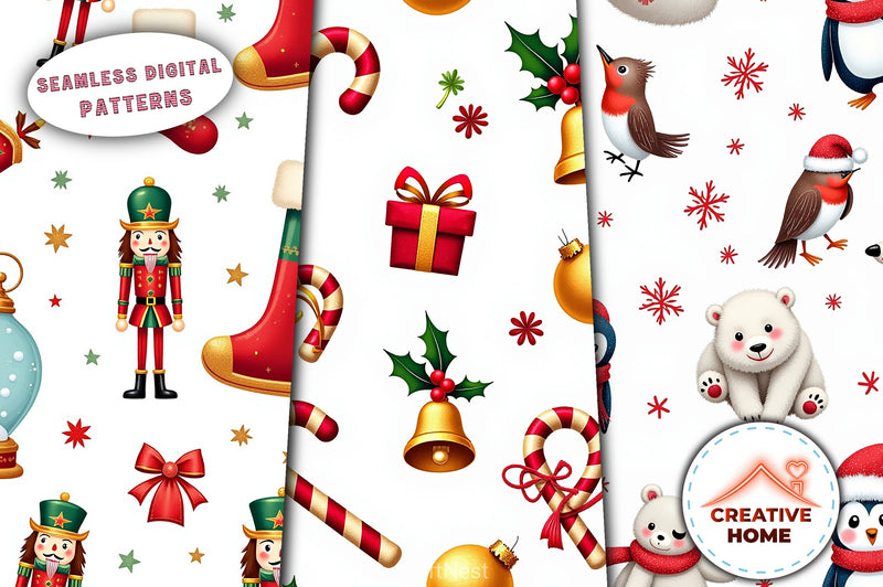 Glittery Christmas Pattern Clipart Bundle - CraftNest - Digital Crafting and Art