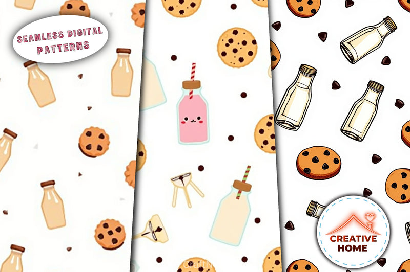 Milk & Cookies Vintage Pattern Clipart Bundle - CraftNest - Digital Crafting and Art