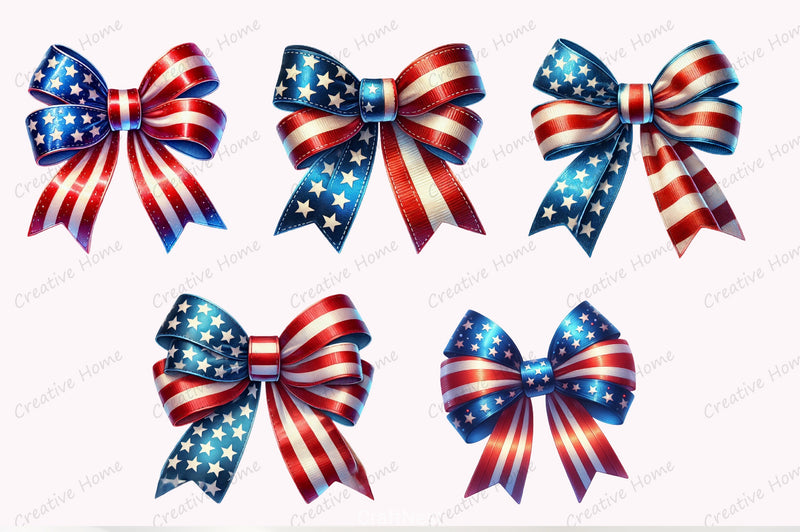 4th of July Bow Ribbon Clipart Bundle - CraftNest - Digital Crafting and Art