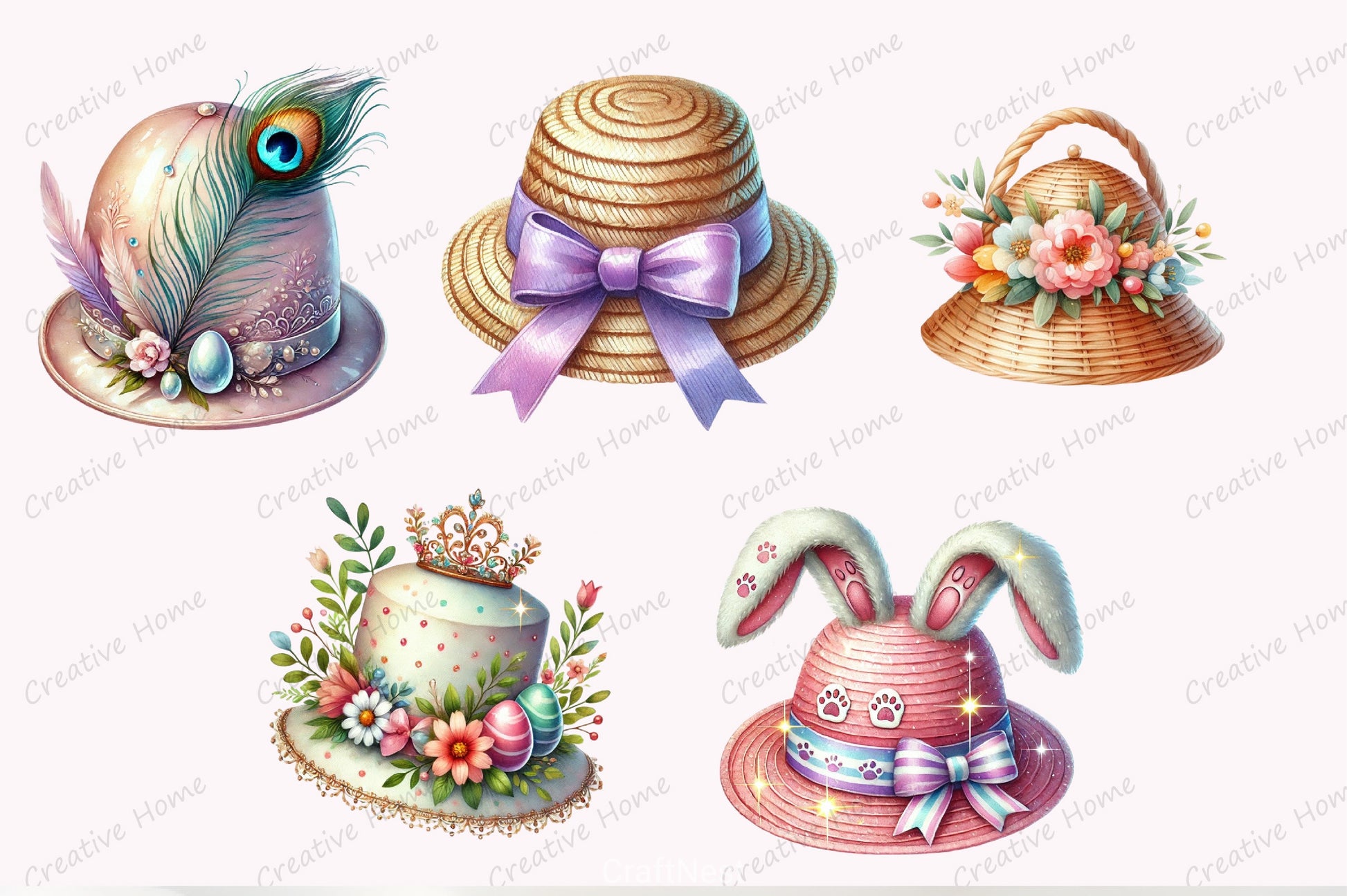Easter Hat Clipart Bundle 2 - CraftNest - Digital Crafting and Art