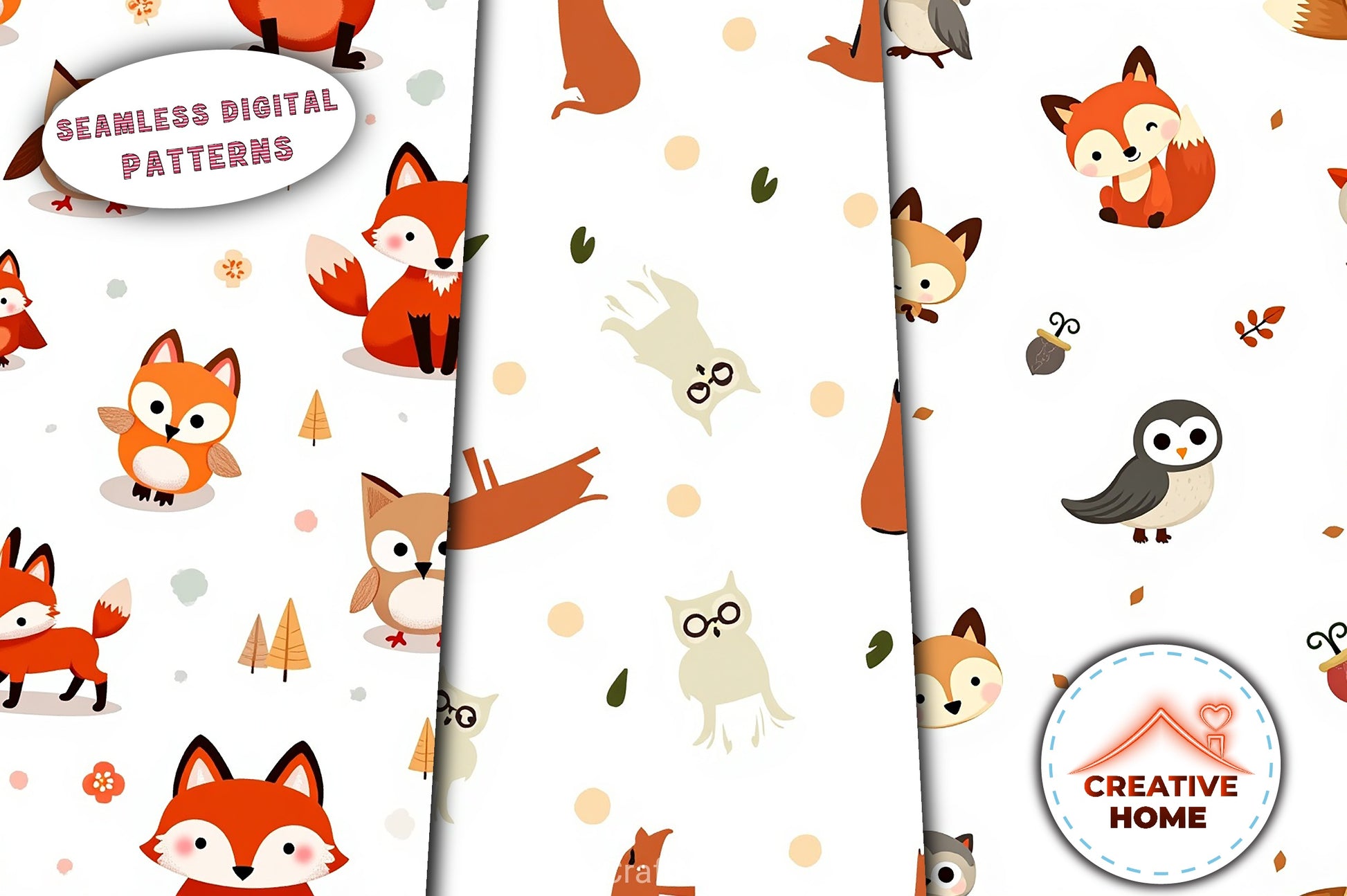 Foxes & Owls Pattern Clipart Bundle - CraftNest - Digital Crafting and Art