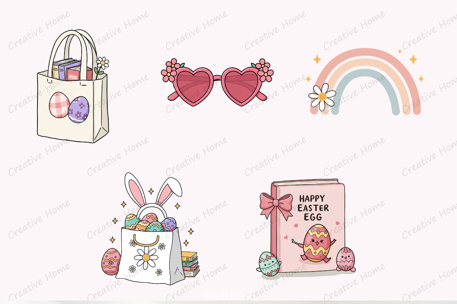 Groovy Easter Bookish Clipart Bundle - CraftNest - Digital Crafting and Art