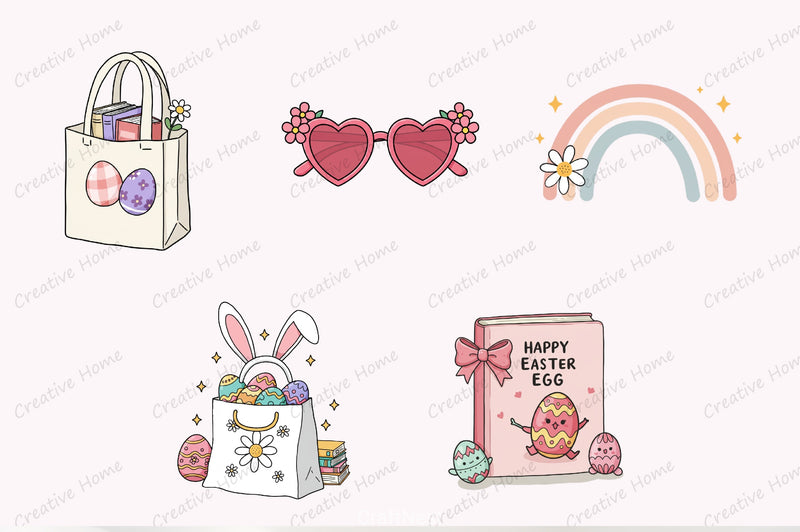 Groovy Easter Bookish Clipart Bundle - CraftNest - Digital Crafting and Art
