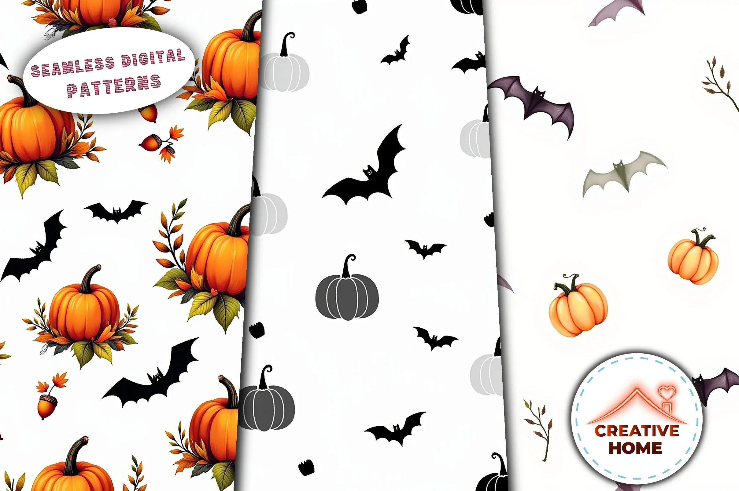 Halloween Pumpkins & Bats Clipart Bundle - CraftNest - Digital Crafting and Art