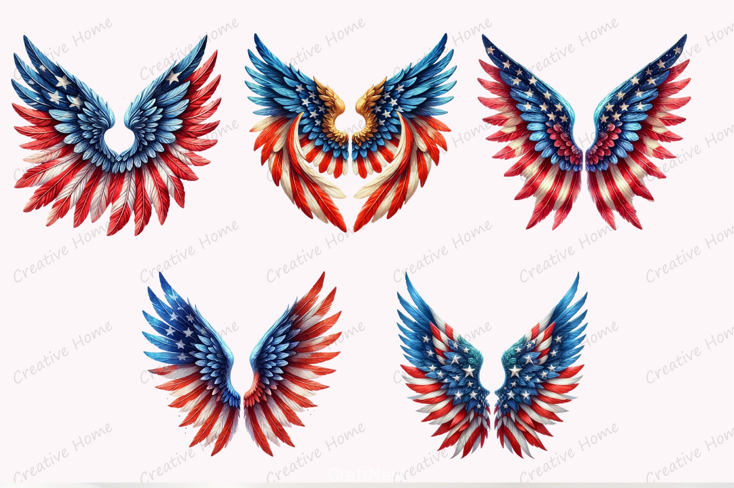 American Wings 4th of July Clipart Bundle - CraftNest - Digital Crafting and Art