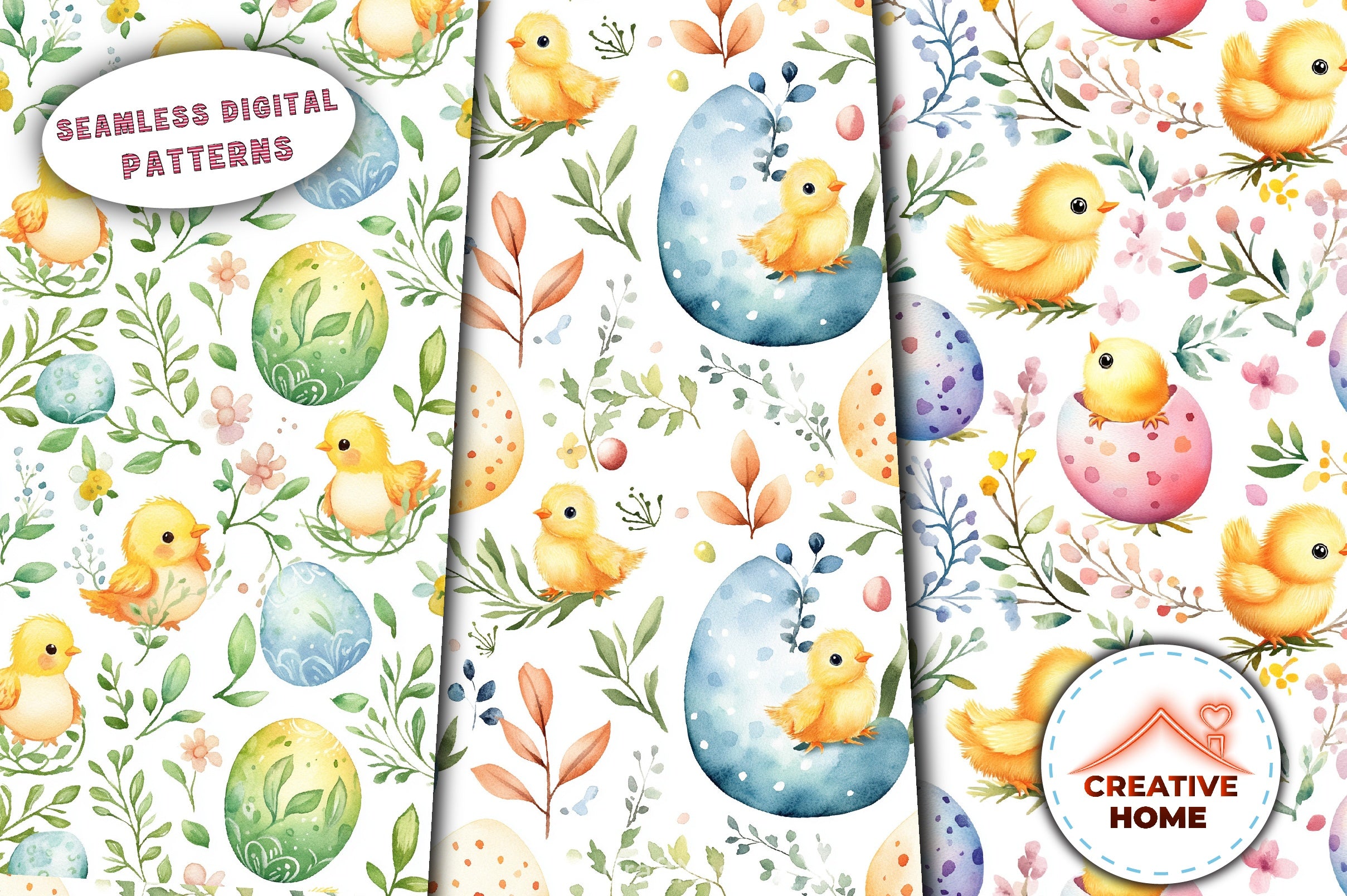 Easter Chicks Eggs Flowers Clipart Bundle - CraftNest - Digital Crafting and Art