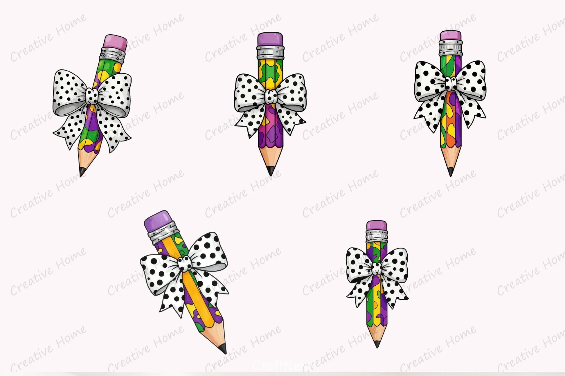 Mardi Gras Polka Dot Bow Clipart Bundle - CraftNest - Digital Crafting and Art