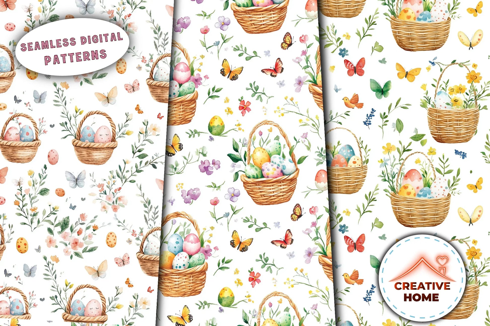 Easter Baskets & Butterflies Clipart Bundle - CraftNest - Digital Crafting and Art