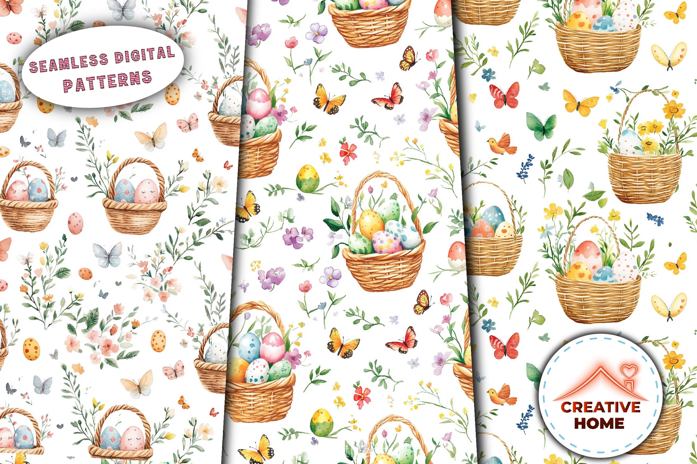 Easter Baskets & Butterflies Clipart Bundle - CraftNest - Digital Crafting and Art