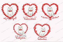 Valentine Cat Heart Wreath Clipart Bundle - CraftNest - Digital Crafting and Art