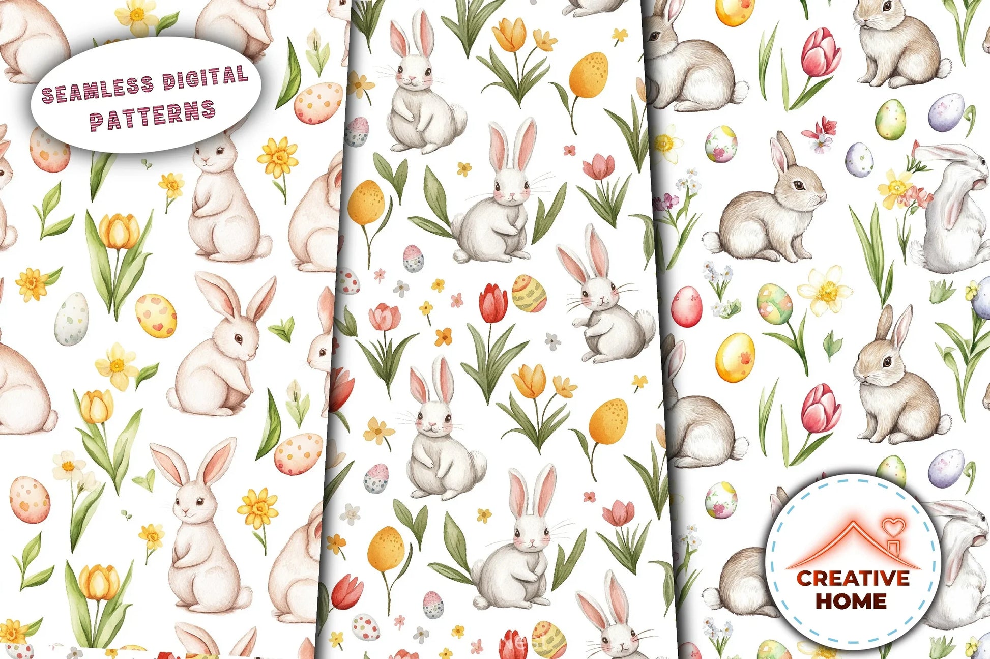 Easter Bunnies & Eggs Clipart Bundle - CraftNest - Digital Crafting and Art