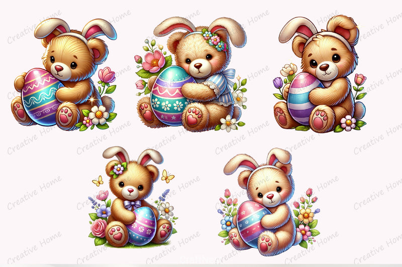 Easter Teddy Bear Clipart Bundle - CraftNest - Digital Crafting and Art