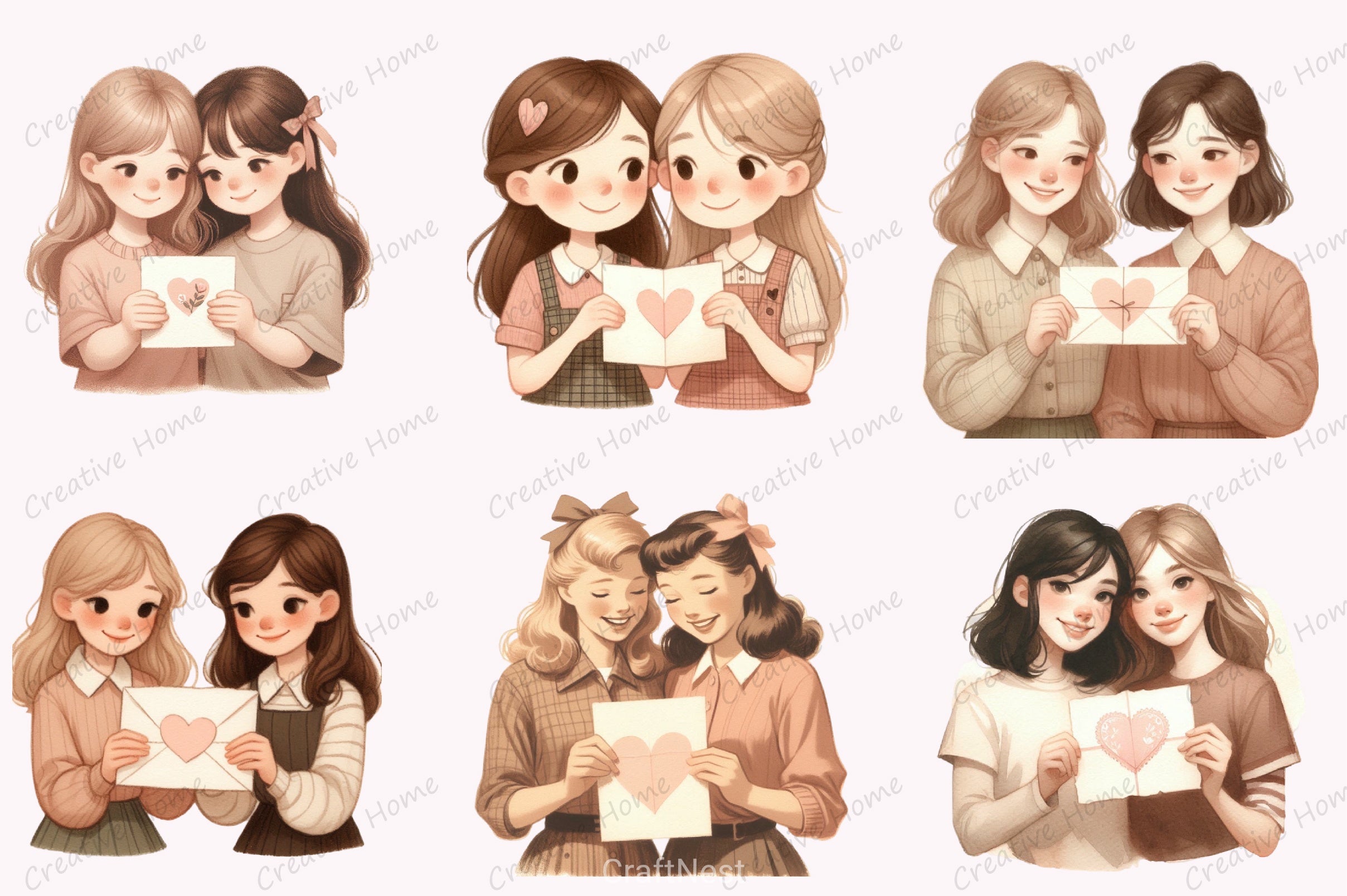 Valentine Girls Clipart Bundle - CraftNest - Digital Crafting and Art