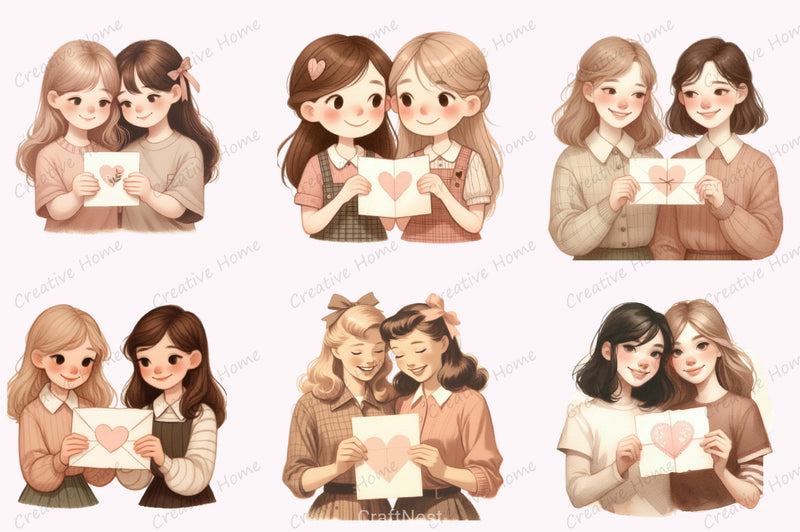 Valentine Girls Clipart Bundle - CraftNest - Digital Crafting and Art