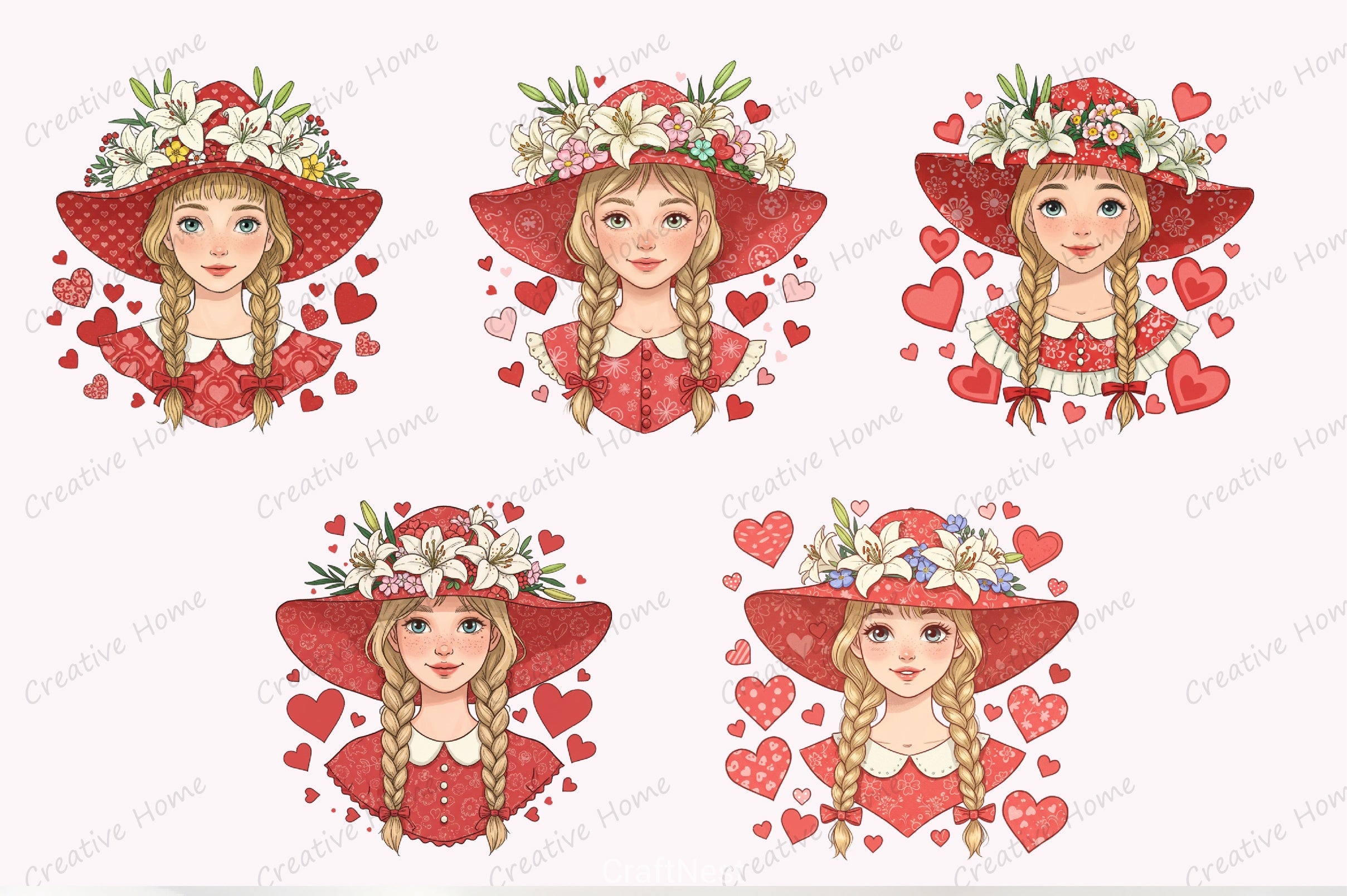 Girl Heart Clipart Bundle - CraftNest - Digital Crafting and Art