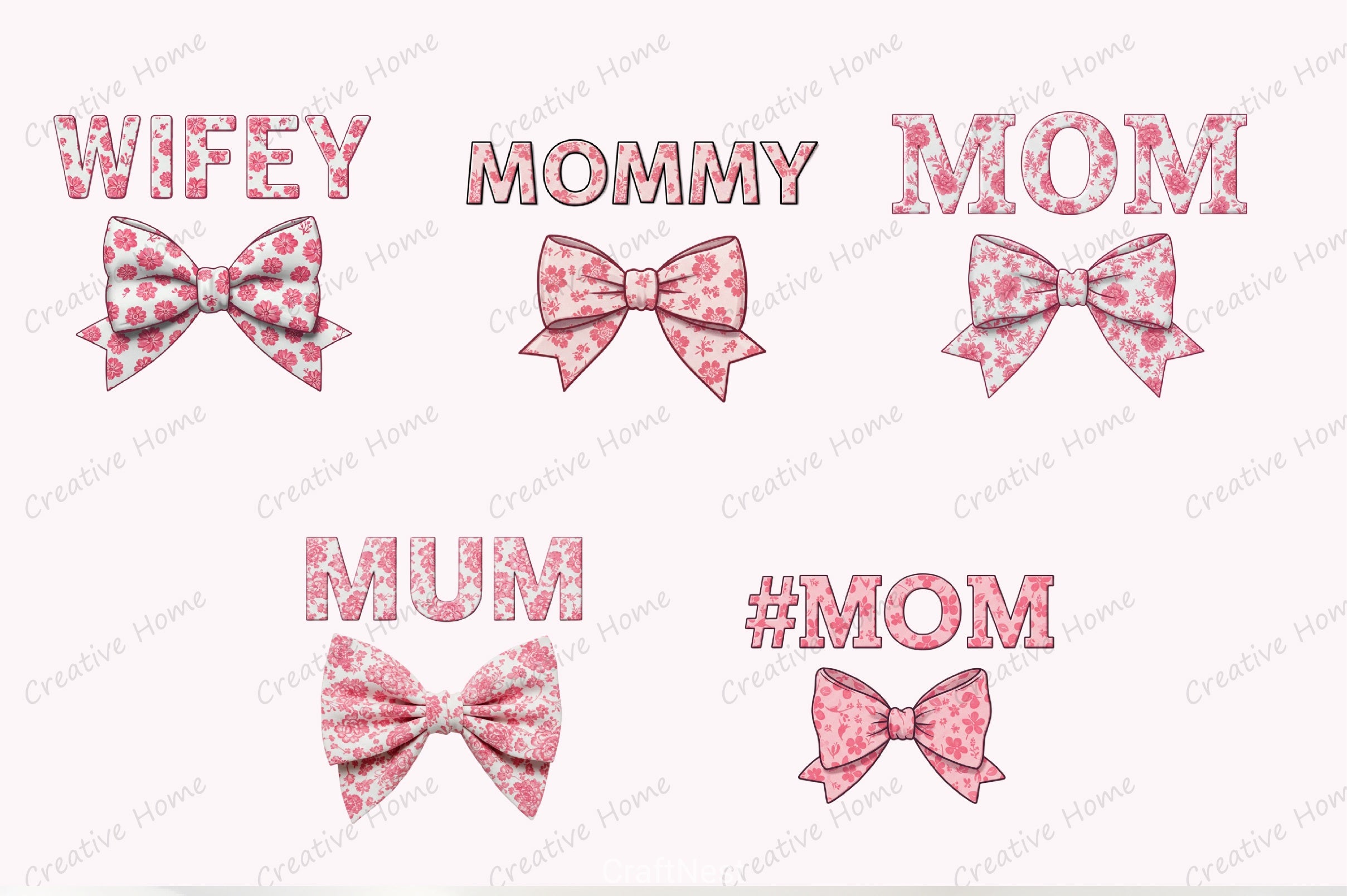 Pink Chinoiserie Clipart Bundle - CraftNest - Digital Crafting and Art