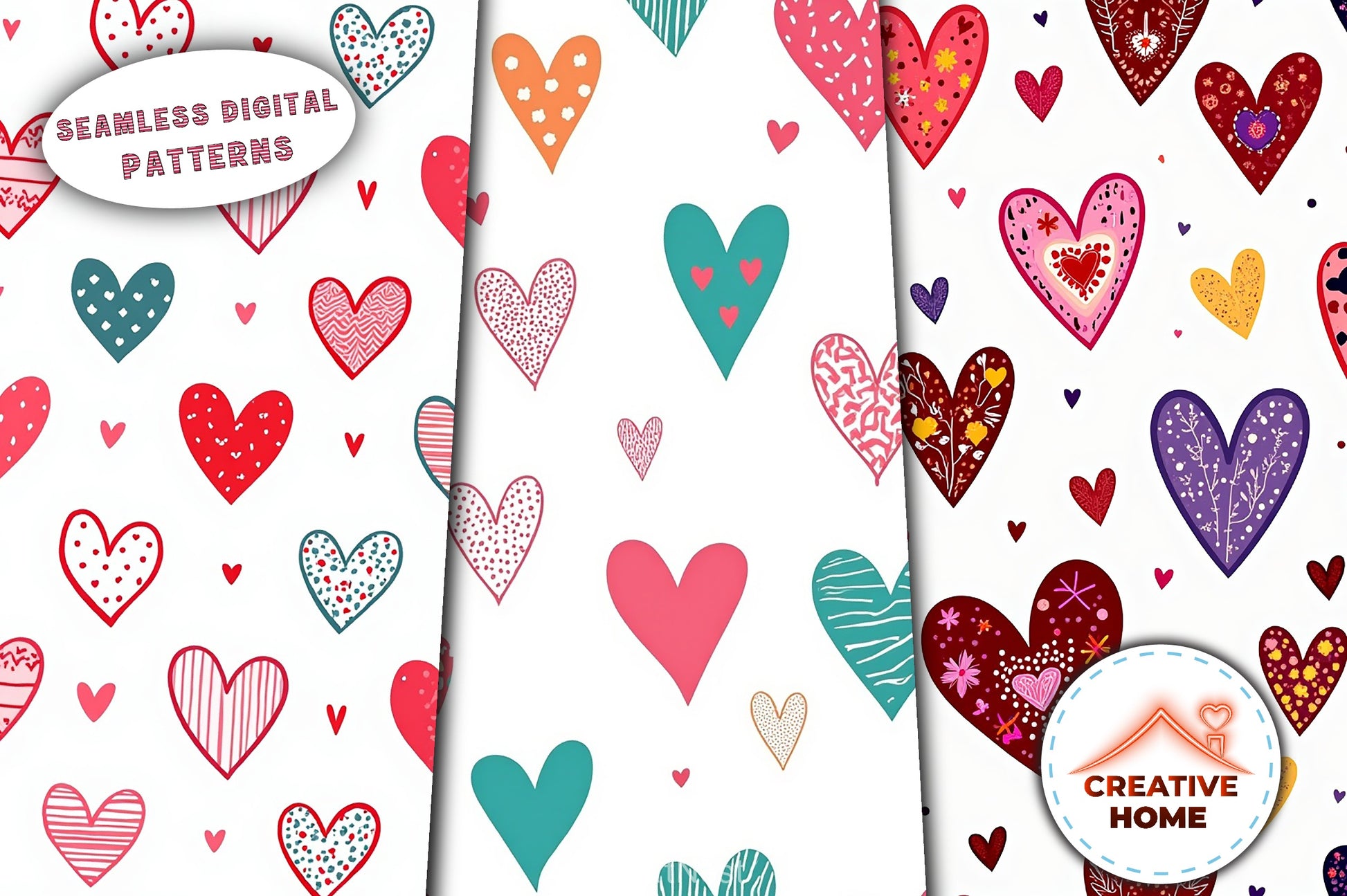 Colorful Patterned Hearts Clipart Bundle - CraftNest - Digital Crafting and Art