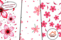 Cherry Blossom Pattern Digital Paper - CraftNest - Digital Crafting and Art