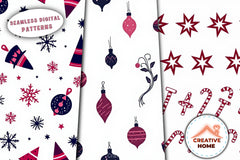 Navy & Berry Xmas Pattern Clipart Bundle - CraftNest - Digital Crafting and Art