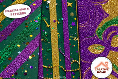 Glitter Mardi Gras Digital Paper - CraftNest - Digital Crafting and Art
