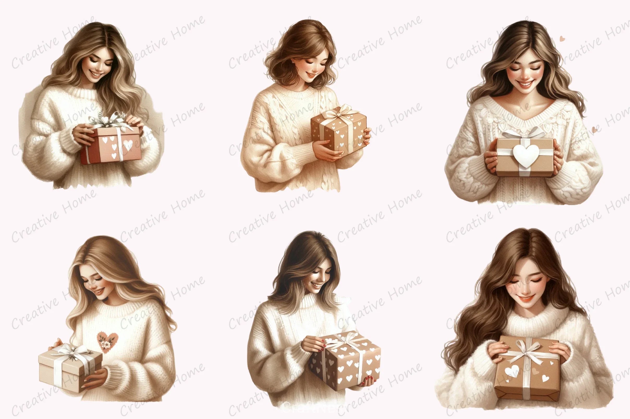 Happy Woman Valentine's Gift Clipart Bundle - CraftNest - Digital Crafting and Art