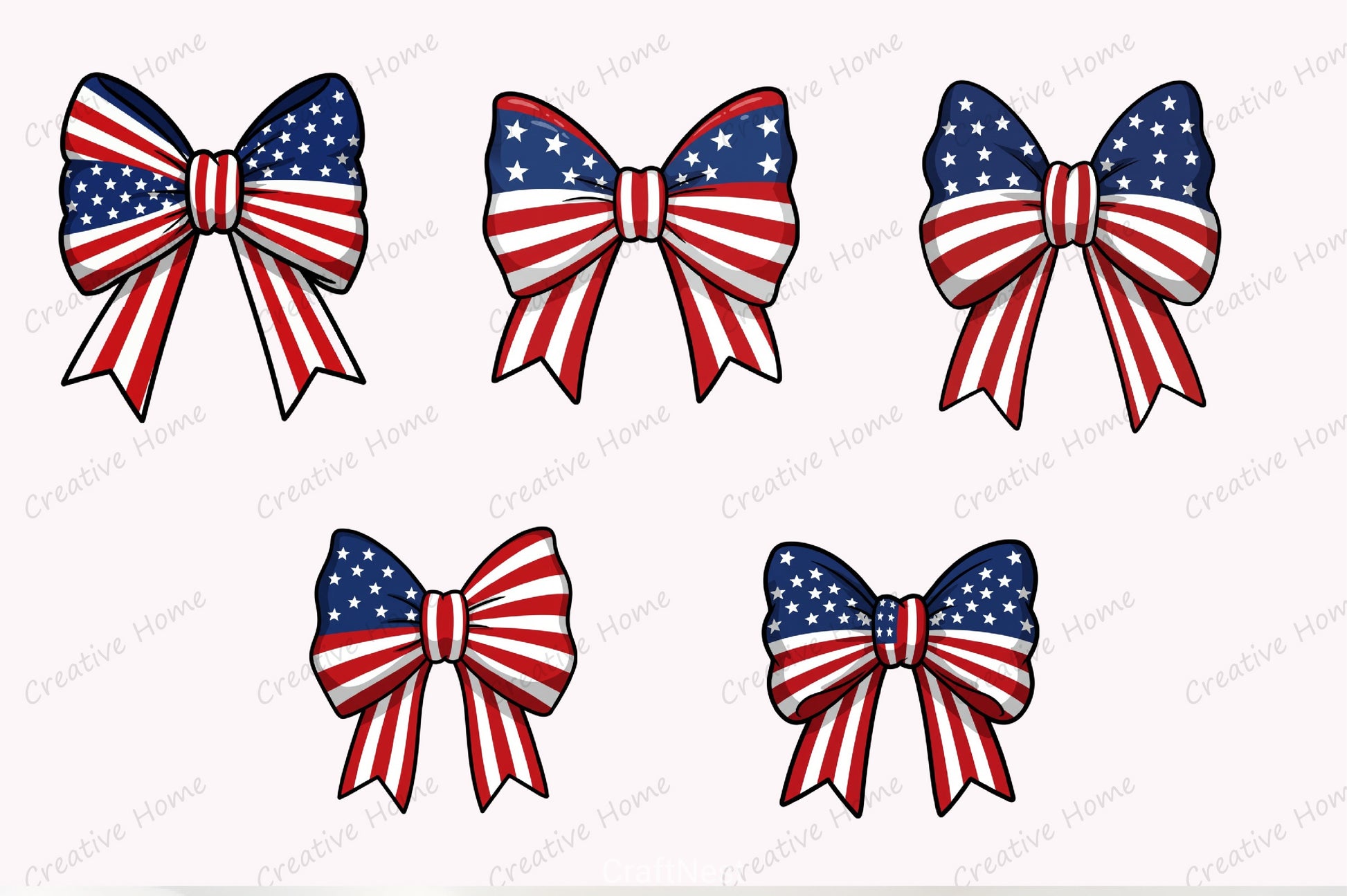 Coquette Bow 4th July Clipart Bundle - CraftNest - Digital Crafting and Art