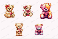 Valentine's Day Teddy Bear Clipart Bundle 3 - CraftNest - Digital Crafting and Art