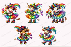 Mardi Gras Highland Cow Clipart Bundle 4 - CraftNest - Digital Crafting and Art