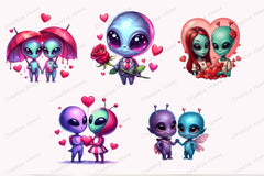 Valentine Aliens Clipart Bundle - CraftNest - Digital Crafting and Art