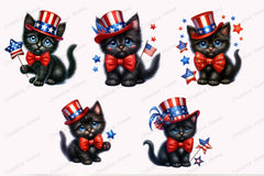 Patriotic Black Cat Clipart Bundle - CraftNest - Digital Crafting and Art
