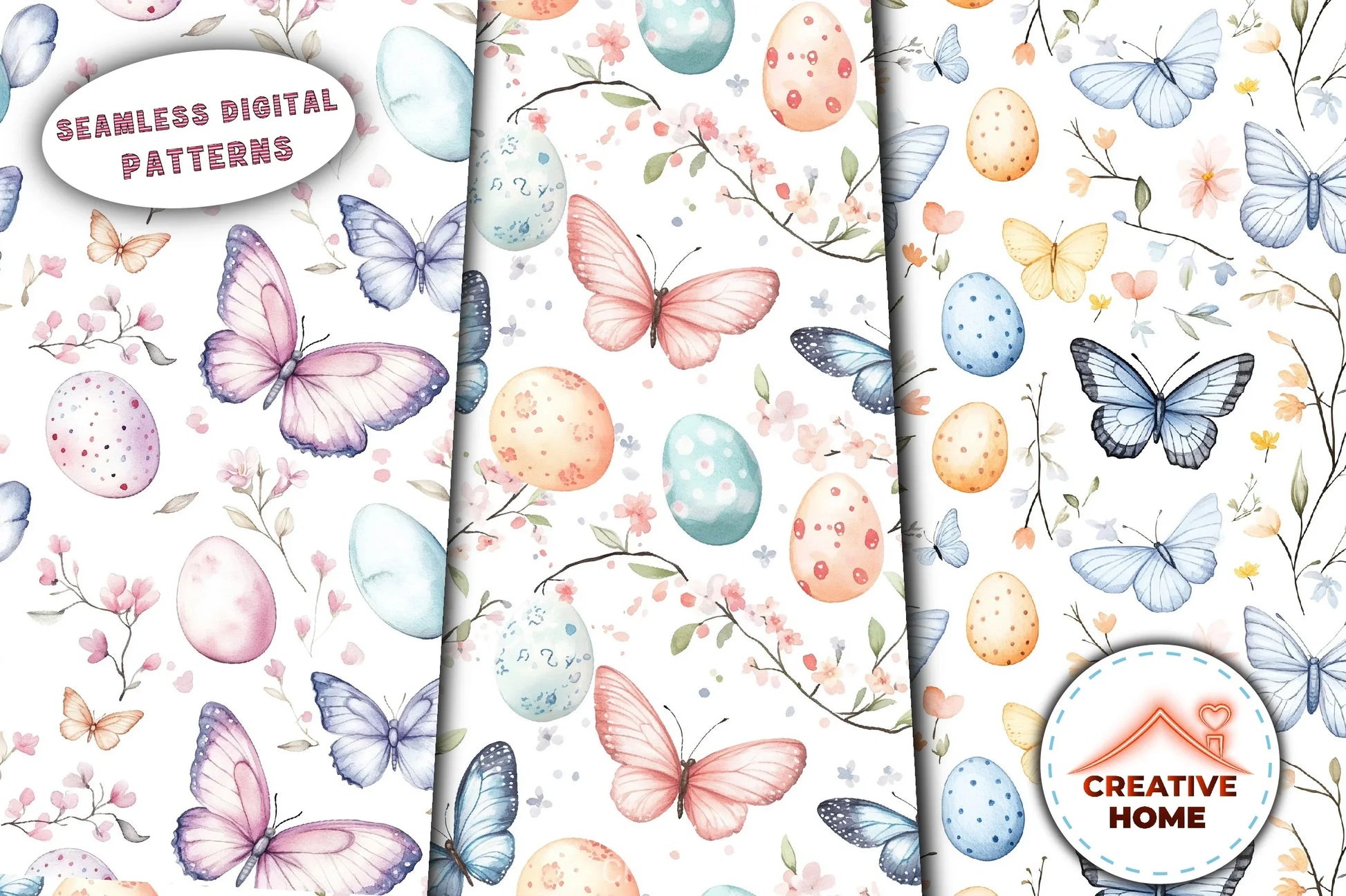 Easter Butterflies Eggs Blossoms Clipart Bundle - CraftNest - Digital Crafting and Art