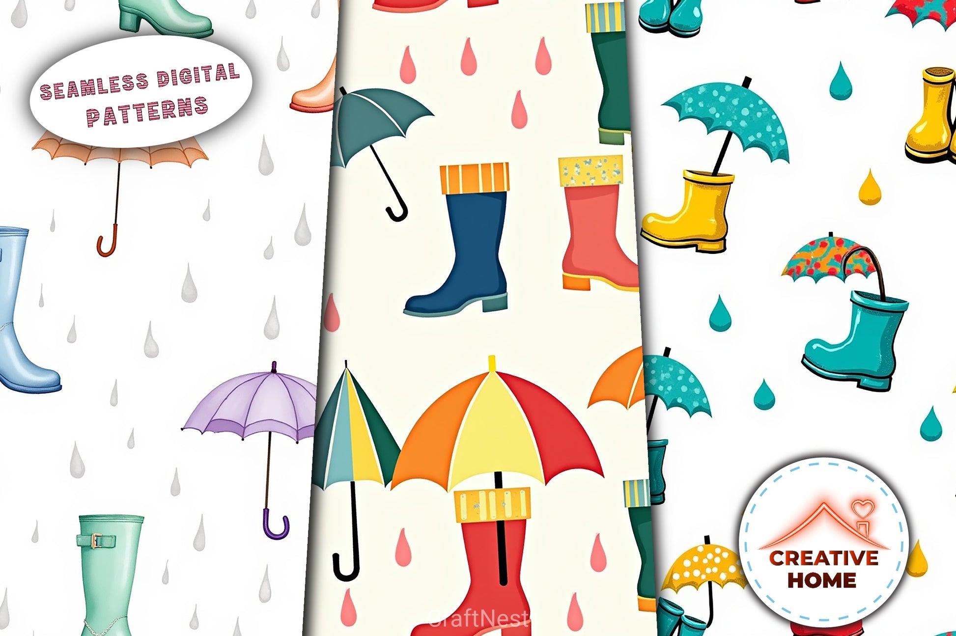 Bright Boots & Umbrellas Clipart Bundle - CraftNest - Digital Crafting and Art